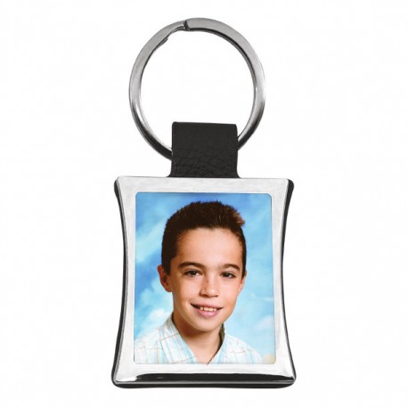 PCMSCN - PORTE CLES METAL ET CUIR NOIR