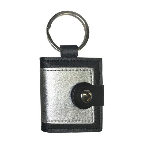 PCBNA - PORTE CLES SIMILI BICOLORE NOIR/ARGENT